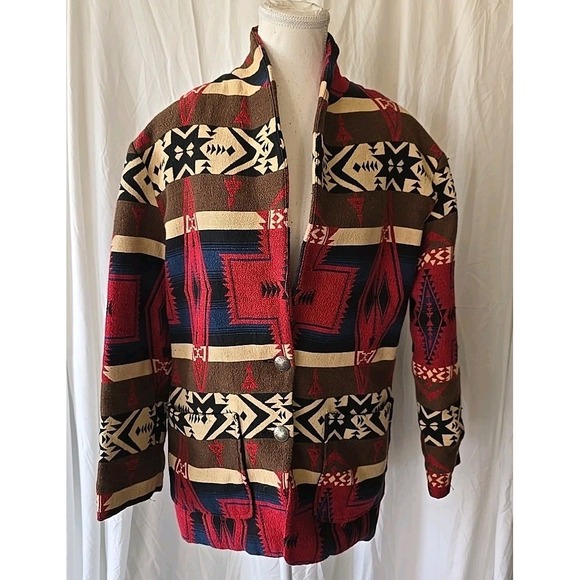 Vintage Seppe Southwestern Navajo Aztec Blanket Style Blazer Jacket Made USA M - Picture 9 of 16